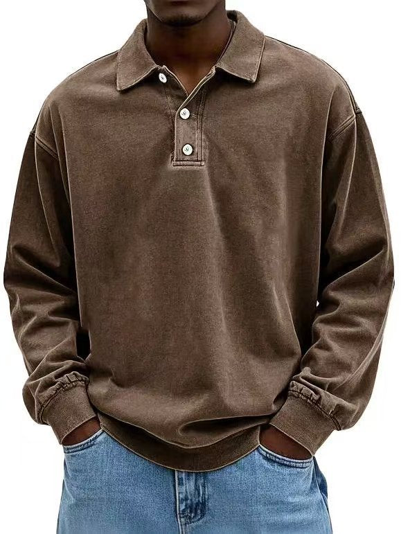 Fall Men&#39;s Long Sleeve Polo Shirts Casual Breathable Comfortable Tees Shirt Solid High Quality Sweatshirt Male T-Shirt