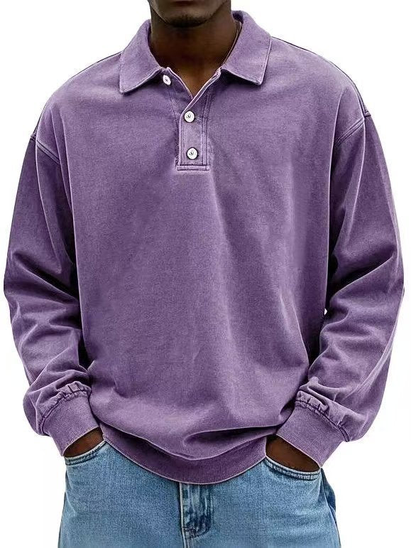 Fall Men&#39;s Long Sleeve Polo Shirts Casual Breathable Comfortable Tees Shirt Solid High Quality Sweatshirt Male T-Shirt