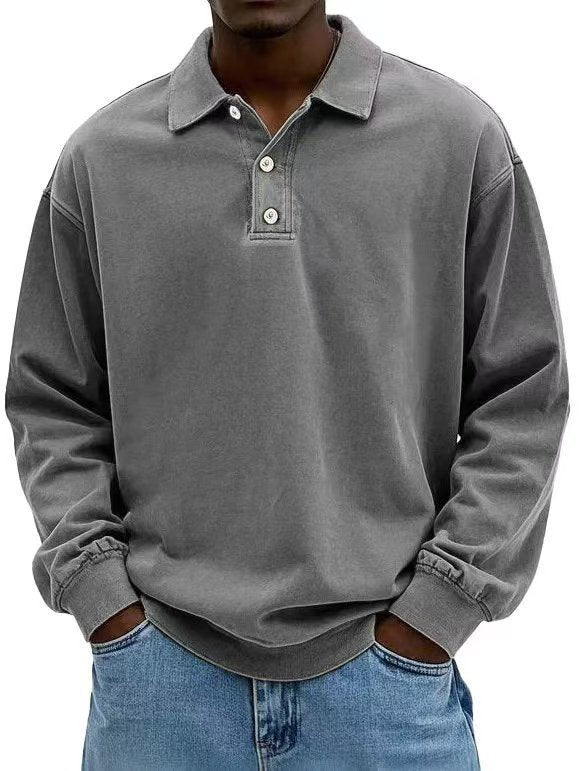 Fall Men&#39;s Long Sleeve Polo Shirts Casual Breathable Comfortable Tees Shirt Solid High Quality Sweatshirt Male T-Shirt