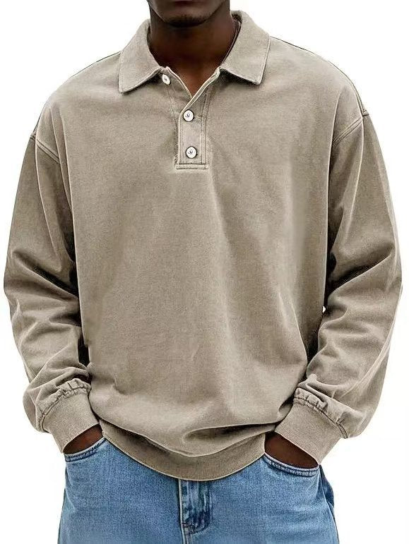 Fall Men&#39;s Long Sleeve Polo Shirts Casual Breathable Comfortable Tees Shirt Solid High Quality Sweatshirt Male T-Shirt